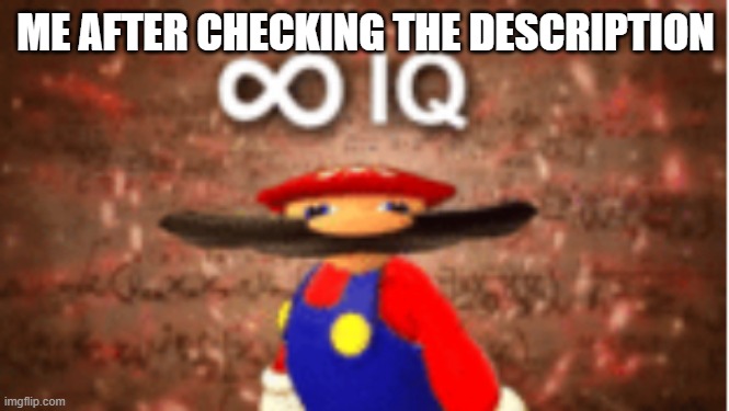 Infinite IQ | ME AFTER CHECKING THE DESCRIPTION | image tagged in infinite iq | made w/ Imgflip meme maker