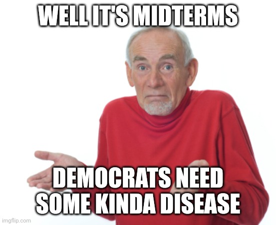 Guess I'll die  | WELL IT'S MIDTERMS DEMOCRATS NEED SOME KINDA DISEASE | image tagged in guess i'll die | made w/ Imgflip meme maker