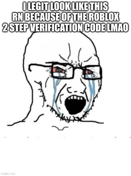 I LEGIT LOOK LIKE THIS RN BECAUSE OF THE ROBLOX 2 STEP VERIFICATION CODE LMAO | made w/ Imgflip meme maker