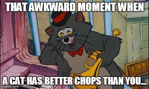 THAT AWKWARD MOMENT WHEN A CAT HAS BETTER CHOPS THAN YOU... | image tagged in scat cat | made w/ Imgflip meme maker