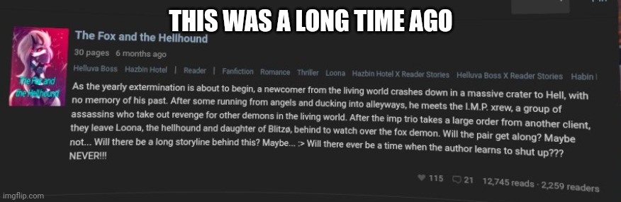 link will be in comments if you want to read it | THIS WAS A LONG TIME AGO | made w/ Imgflip meme maker