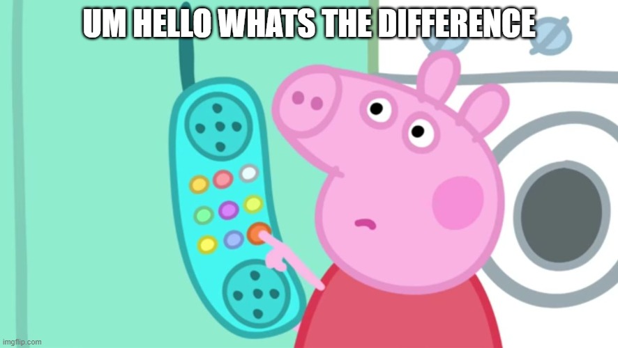 when you see a spot the difference | UM HELLO WHATS THE DIFFERENCE | image tagged in peppa pig phone | made w/ Imgflip meme maker