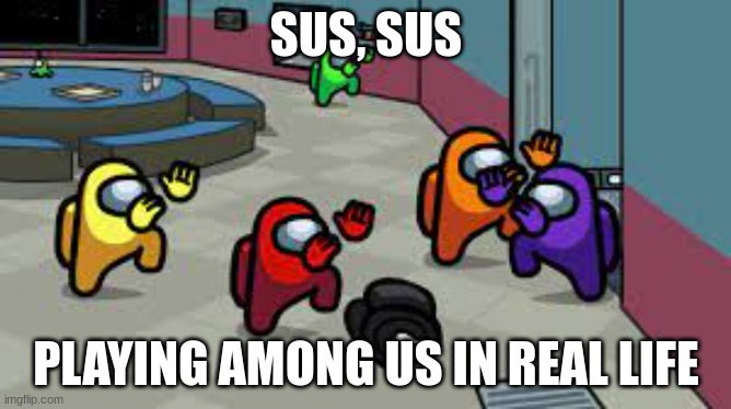 Sus meme | SUS, SUS; PLAYING AMONG US IN REAL LIFE | image tagged in sus | made w/ Imgflip meme maker