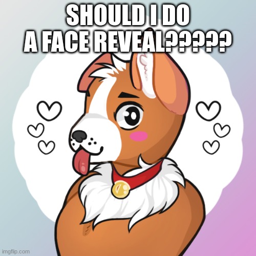 face reveal?!?!?! :0 | SHOULD I DO A FACE REVEAL????? | image tagged in face reveal,furry,the furry fandom | made w/ Imgflip meme maker