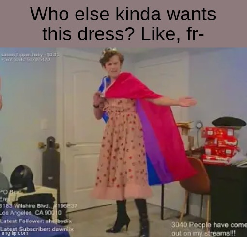 Et | Who else kinda wants this dress? Like, fr- | made w/ Imgflip meme maker
