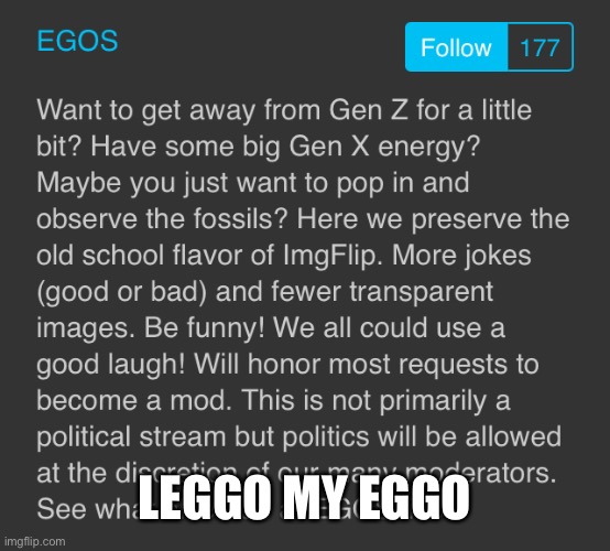Weird stream names 6 | LEGGO MY EGGO | made w/ Imgflip meme maker