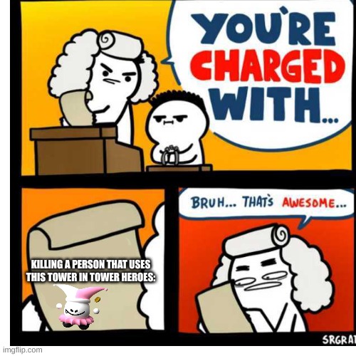 Jester is not worth it | KILLING A PERSON THAT USES THIS TOWER IN TOWER HEROES: | image tagged in you're charged with | made w/ Imgflip meme maker