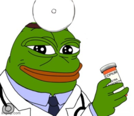 Dr. Pepe prescribing Copium Blank Meme Template