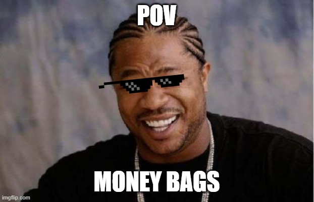 Yo Dawg Heard You | POV; MONEY BAGS | image tagged in memes,yo dawg heard you | made w/ Imgflip meme maker