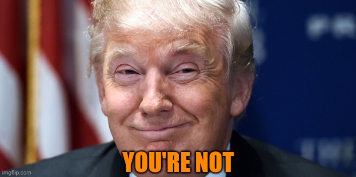 Trump Smirk | YOU'RE NOT | image tagged in trump smirk | made w/ Imgflip meme maker