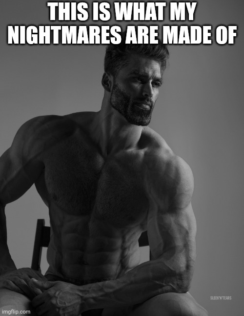 Giga Chad | THIS IS WHAT MY NIGHTMARES ARE MADE OF | image tagged in giga chad | made w/ Imgflip meme maker