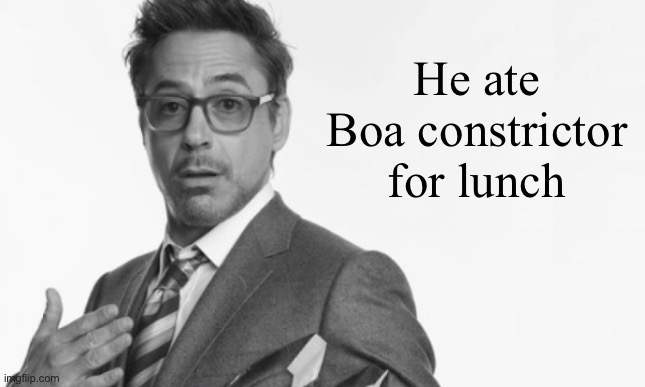 Stuff | He ate Boa constrictor for lunch | image tagged in stuff | made w/ Imgflip meme maker