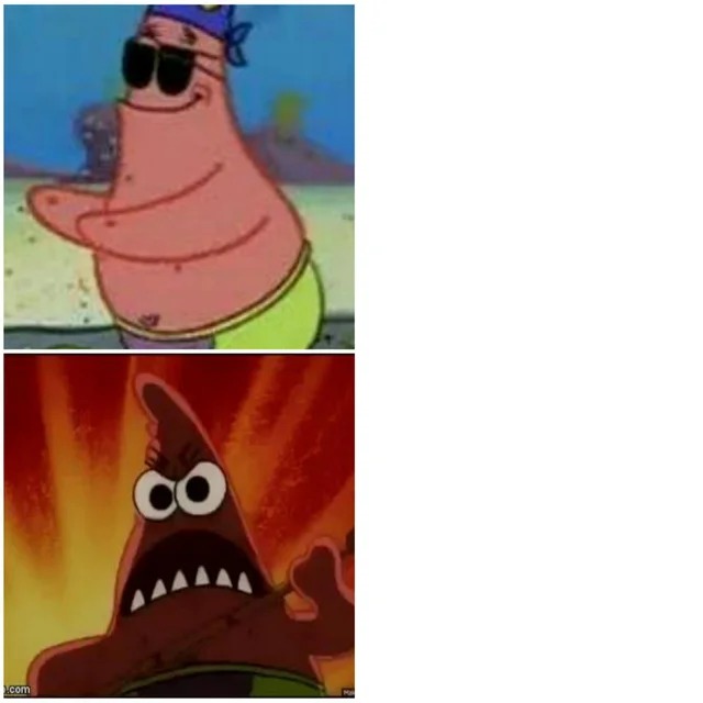 High Quality Patrick blind and angry Blank Meme Template