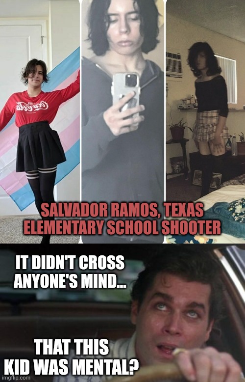 Another story that will be swept under the rug because it doesn't fit the narrative. | SALVADOR RAMOS, TEXAS ELEMENTARY SCHOOL SHOOTER; IT DIDN'T CROSS ANYONE'S MIND... THAT THIS KID WAS MENTAL? | image tagged in goodfellas henry watching helicopter | made w/ Imgflip meme maker