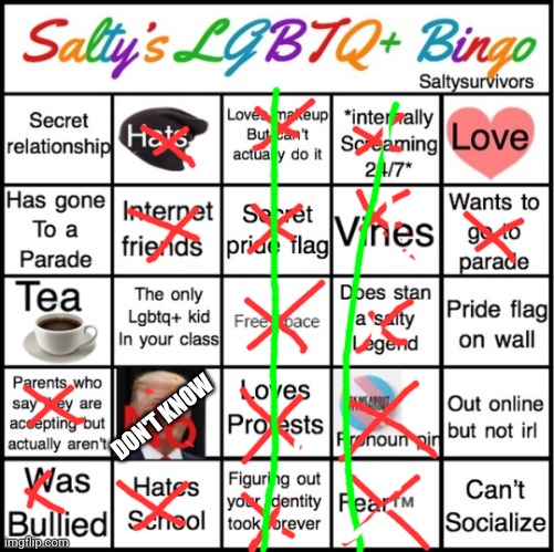 Lgbt bingo | DON'T KNOW | image tagged in the pride bingo | made w/ Imgflip meme maker