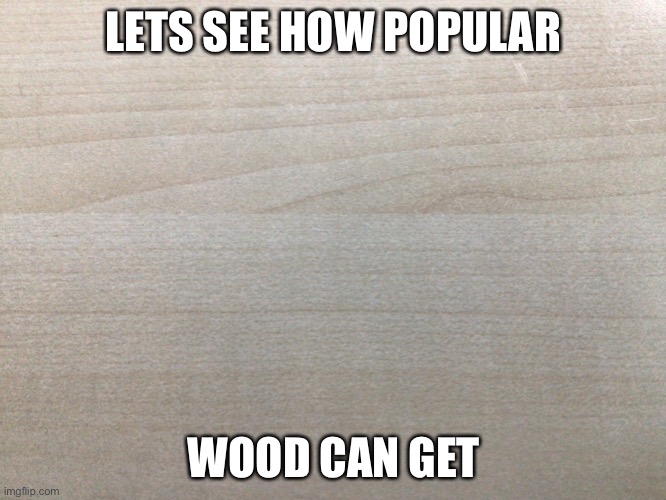 Wood | LETS SEE HOW POPULAR; WOOD CAN GET | image tagged in wood | made w/ Imgflip meme maker