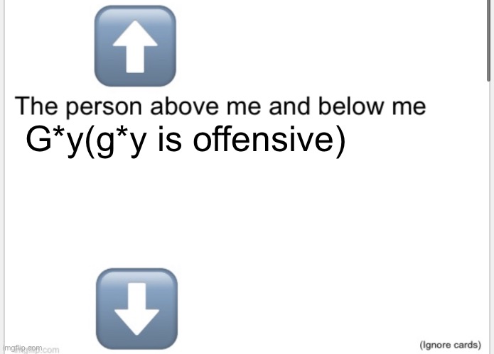 Person above below | G*y(g*y is offensive) | image tagged in person above below | made w/ Imgflip meme maker