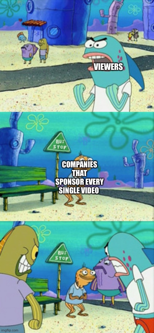 How Many Times Do We Have to Teach You This Lesson, Old Man!? | VIEWERS; COMPANIES THAT SPONSOR EVERY SINGLE VIDEO | image tagged in how many times do we have to teach you this lesson old man | made w/ Imgflip meme maker
