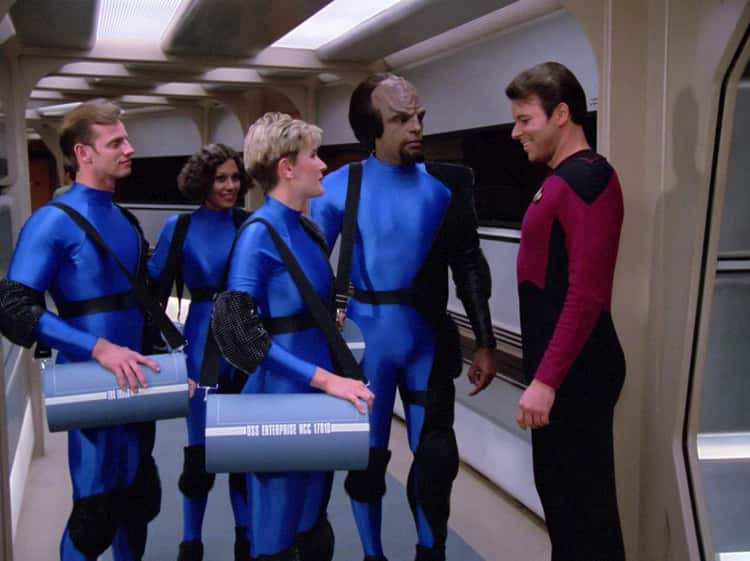 High Quality Star Trek The Next Generation Blue Uniforms Blank Meme Template