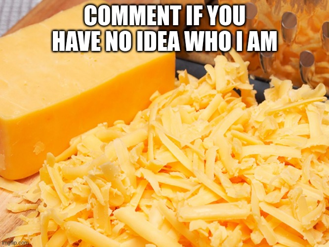 Cheese | COMMENT IF YOU HAVE NO IDEA WHO I AM | image tagged in cheese | made w/ Imgflip meme maker