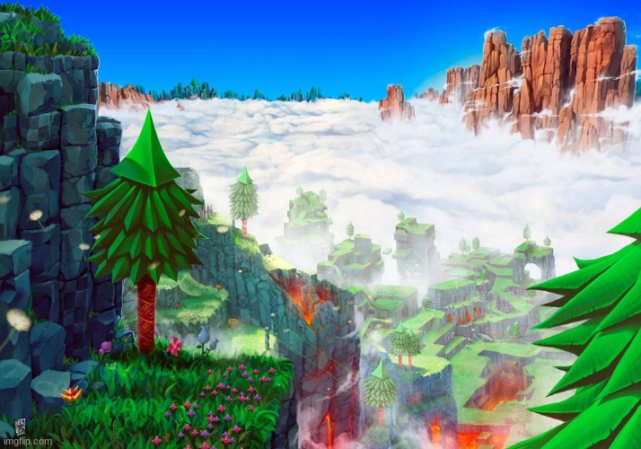 Hill Top Zone landscape (sorry for no art yesterday, I went to the zoo with my family) | image tagged in hill top zone,landscapes,sonic art | made w/ Imgflip meme maker