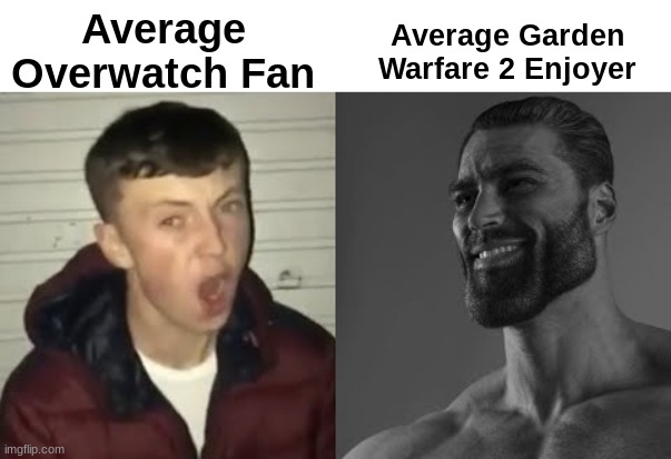 Based | Average Overwatch Fan; Average Garden Warfare 2 Enjoyer | image tagged in average enjoyer meme,giga chad,average fan vs average enjoyer | made w/ Imgflip meme maker