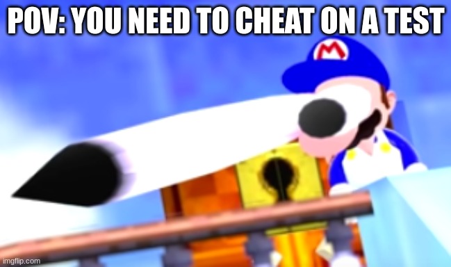Surprised smg4 | POV: YOU NEED TO CHEAT ON A TEST | image tagged in surprised smg4 | made w/ Imgflip meme maker
