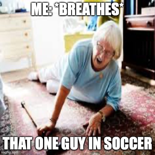 HEY YOU TRIPPED ME. RED CARD!!! | ME: *BREATHES*; THAT ONE GUY IN SOCCER | image tagged in soccer | made w/ Imgflip meme maker