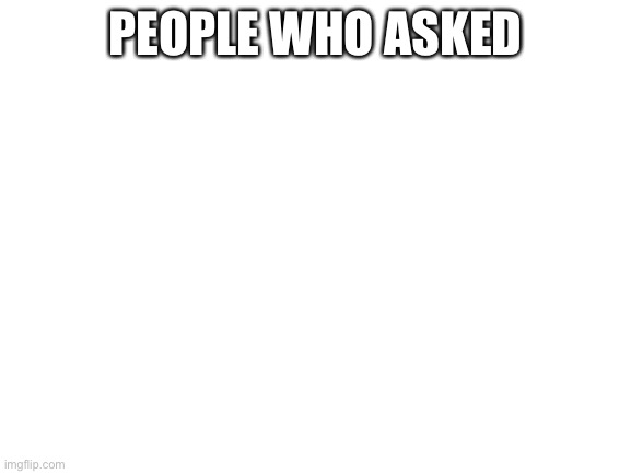 Blank White Template | PEOPLE WHO ASKED | image tagged in blank white template | made w/ Imgflip meme maker