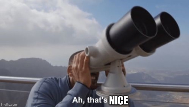 Ah, that's hot | NICE | image tagged in ah that's hot | made w/ Imgflip meme maker