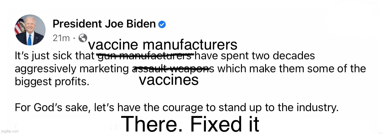  vaccine manufacturers; vaccines; There. Fixed it | made w/ Imgflip meme maker