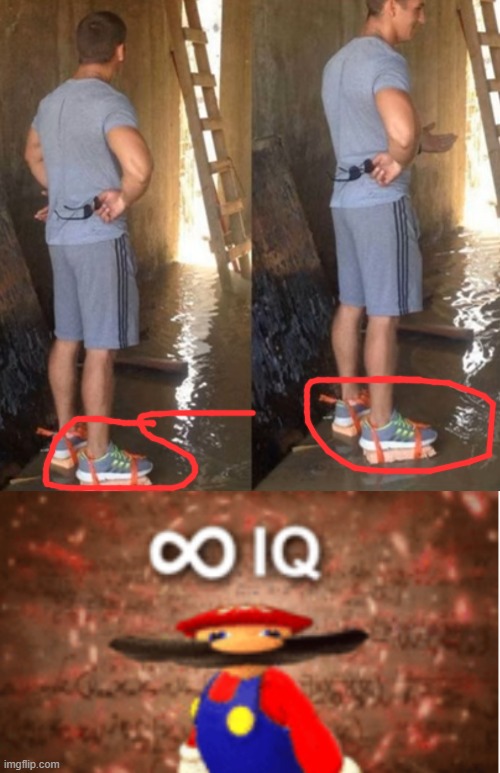 when you don't want your new shoes to get wet | image tagged in infinite iq | made w/ Imgflip meme maker