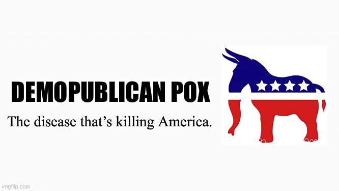 white box | DEMOPUBLICAN POX; The disease that’s killing America. | image tagged in white box,demopublican,republicrat | made w/ Imgflip meme maker