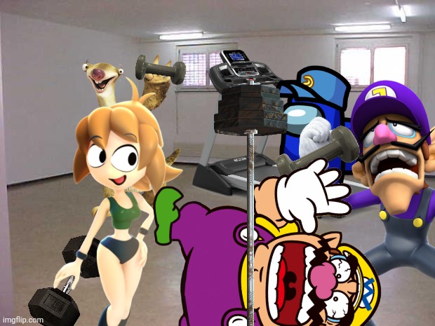 Wario chokes to death by a big dumbbell while lifting weights at the gym with his friends.mp3 | image tagged in wario dies,wario,waluigi,gym,sid the sloth,too many tags | made w/ Imgflip meme maker