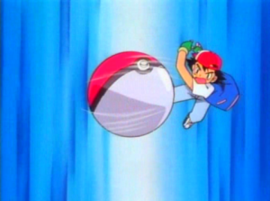 High Quality Ash Ketchum throwing Pokeball- reversed Blank Meme Template
