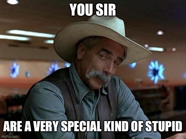 special kind of stupid | YOU SIR ARE A VERY SPECIAL KIND OF STUPID | image tagged in special kind of stupid | made w/ Imgflip meme maker