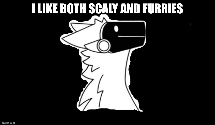 Protogen but dark background | I LIKE BOTH SCALY AND FURRIES | image tagged in protogen but dark background | made w/ Imgflip meme maker