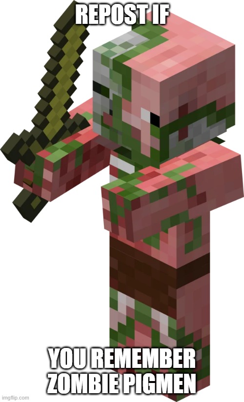 REPOST IF; YOU REMEMBER ZOMBIE PIGMEN | made w/ Imgflip meme maker