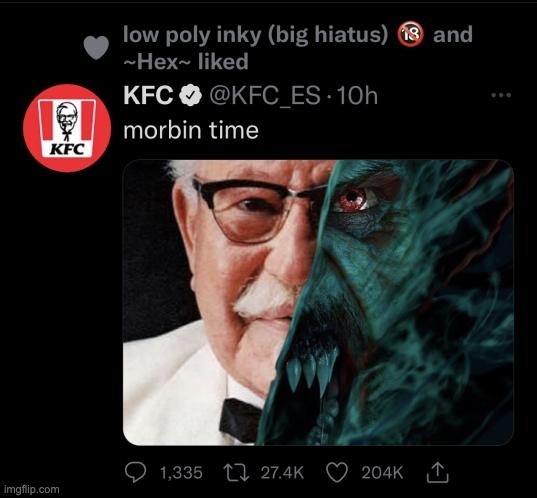 kentucky fried morbius | made w/ Imgflip meme maker