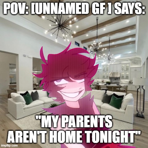 yes | POV: [UNNAMED GF ] SAYS:; "MY PARENTS AREN'T HOME TONIGHT" | image tagged in memes | made w/ Imgflip meme maker