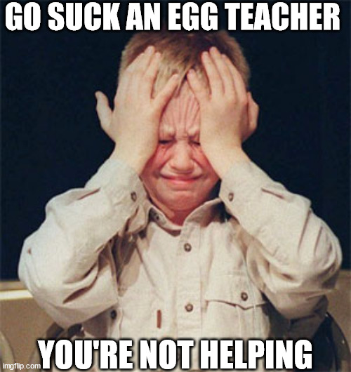 GO SUCK AN EGG TEACHER YOU'RE NOT HELPING | made w/ Imgflip meme maker