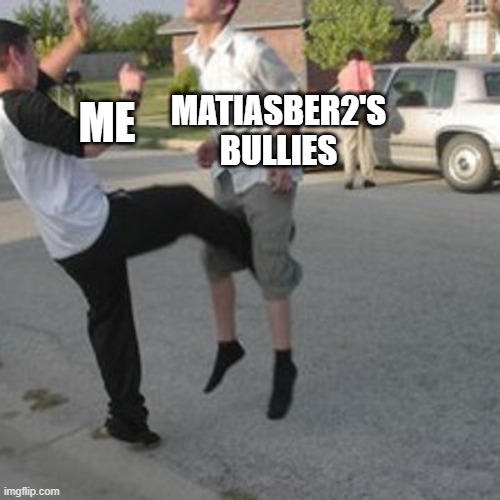 teach lesson to matiasber2's bully | MATIASBER2'S BULLIES; ME | image tagged in kicked in the balls | made w/ Imgflip meme maker