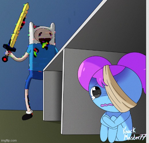 Title | image tagged in pibby hiding from finn | made w/ Imgflip meme maker