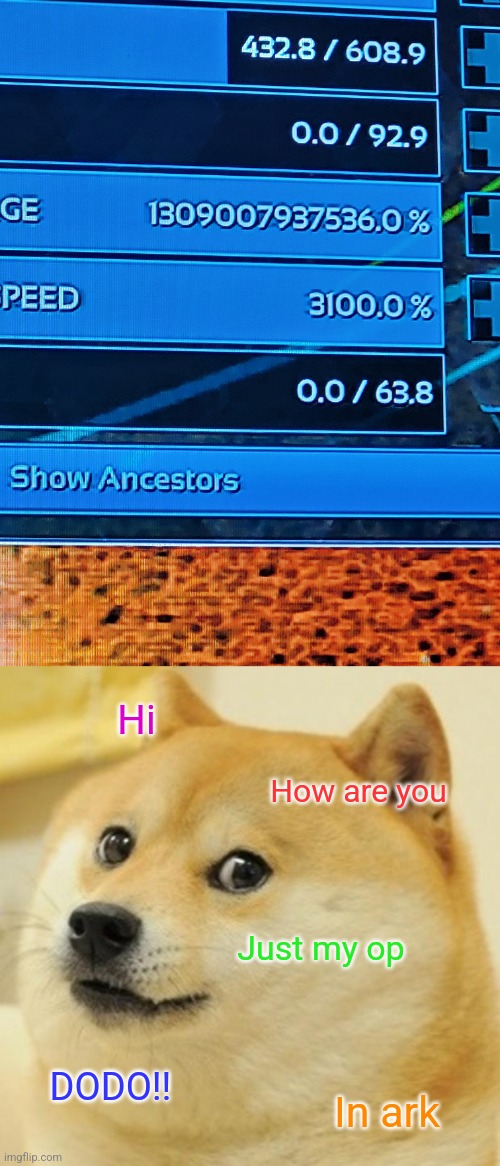Hi; How are you; Just my op; DODO!! In ark | image tagged in memes,doge | made w/ Imgflip meme maker