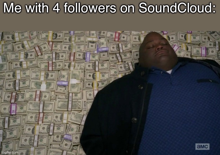 Breaking Bad money bed | Me with 4 followers on SoundCloud: | image tagged in breaking bad money bed | made w/ Imgflip meme maker