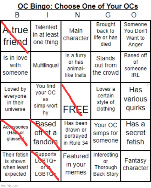 OC Bingo: FBI!Flowey | image tagged in jer-sama's oc bingo | made w/ Imgflip meme maker