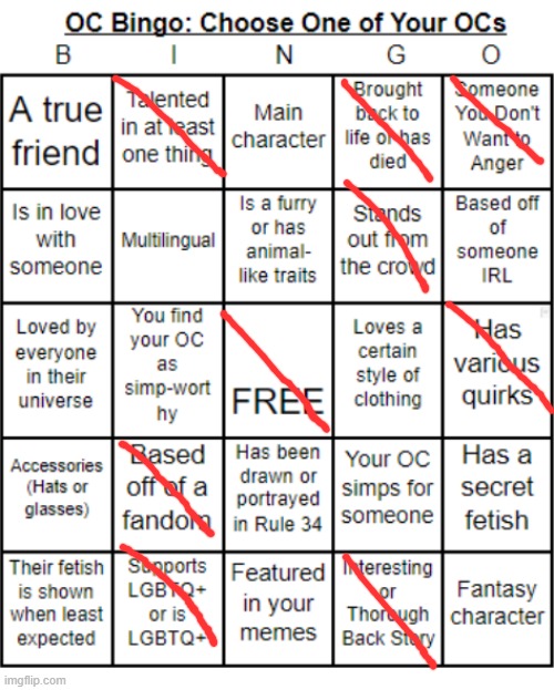 OC Bingo - LuCk3y | image tagged in jer-sama's oc bingo | made w/ Imgflip meme maker