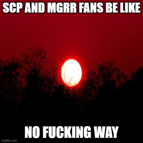 redsun | SCP AND MGRR FANS BE LIKE; NO FUCKING WAY | image tagged in scp,metal gear | made w/ Imgflip meme maker