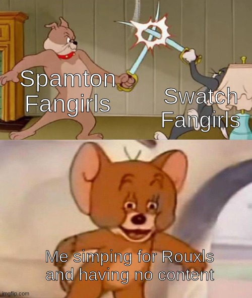 its really hard guys | Spamton Fangirls; Swatch Fangirls; Me simping for Rouxls and having no content | image tagged in deltarune,spamton,swatch,rouxls kaard | made w/ Imgflip meme maker