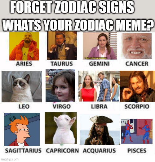 I GUESS DRAKE APPROVES OF ARIES | FORGET ZODIAC SIGNS; WHATS YOUR ZODIAC MEME? | image tagged in zodiac signs,zodiac,memes | made w/ Imgflip meme maker